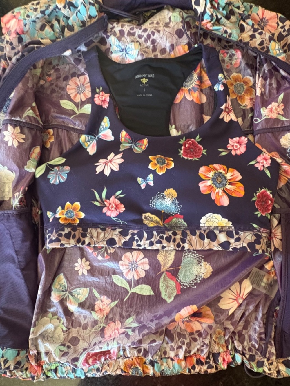 ✨ JOHNNY WAS Joy Vanda Windbreaker Jacket (XS) & Matching Sports Bra Set (S) - Picture 12 of 17